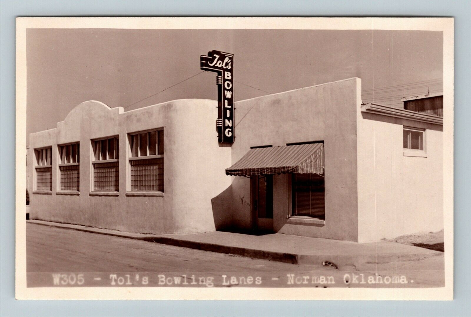 Rppc Norman Ok-oklahoma, Tol's Bowling Lanes, Alley, C1940's Real Photo Postcard