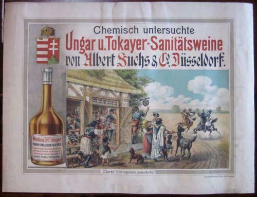 Ungar U. Tokayer - Sanitatsweine - Original 1900 German Wine Advertising Poster!
