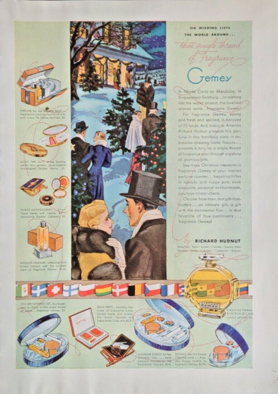 1938 Gemey Perfumes Richard Hudnut Original Vintage Magazine Print Ad