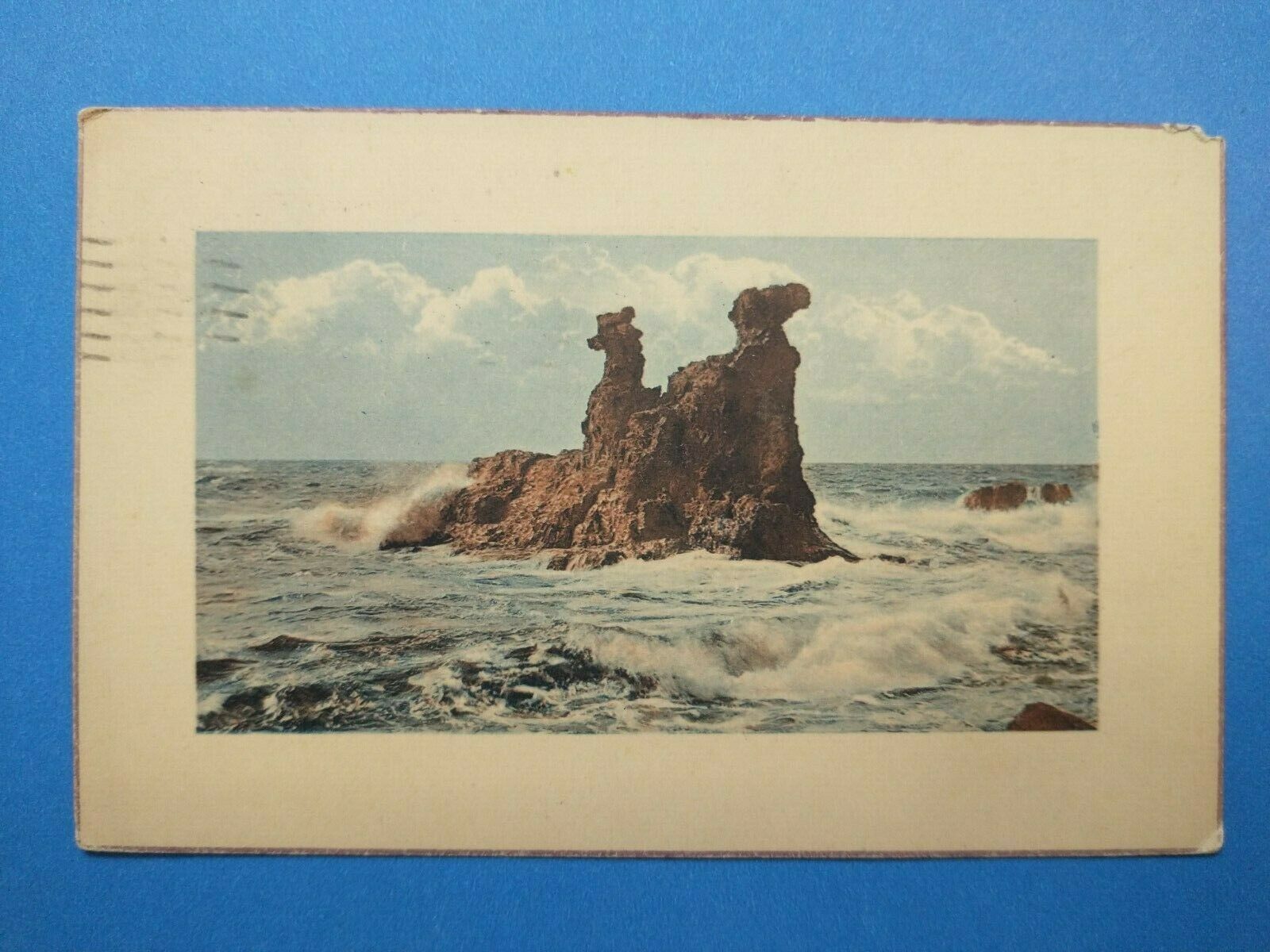 Vintage 1910 Pc Postcard - Man Riding Camel Ocean Rocks