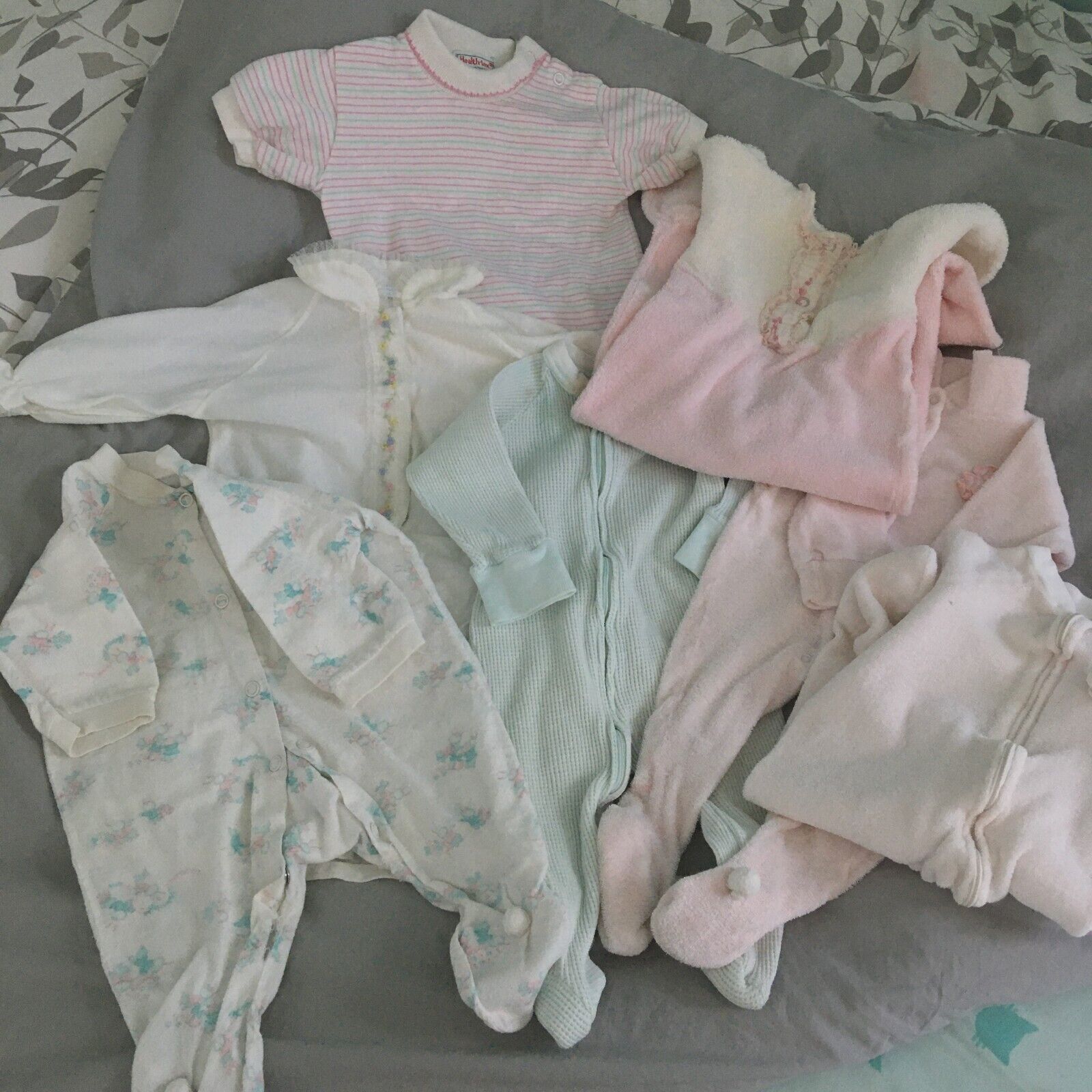 1960's Vintage Baby Clothes - Lot Of 7 - Gown, Sleeper, Shirt-carters, Healthtex