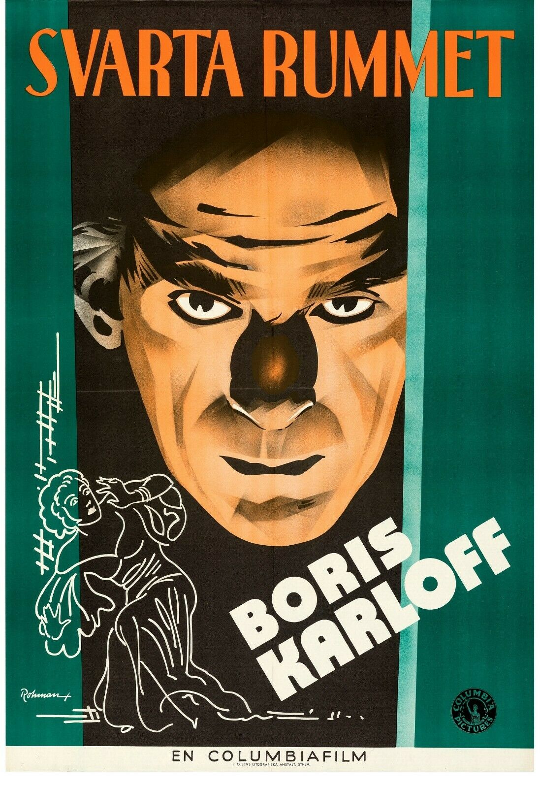 Poster The Black Room 1935 Swedish 27"x39.5" Nm 9 Boris Karloff Eric Rohman