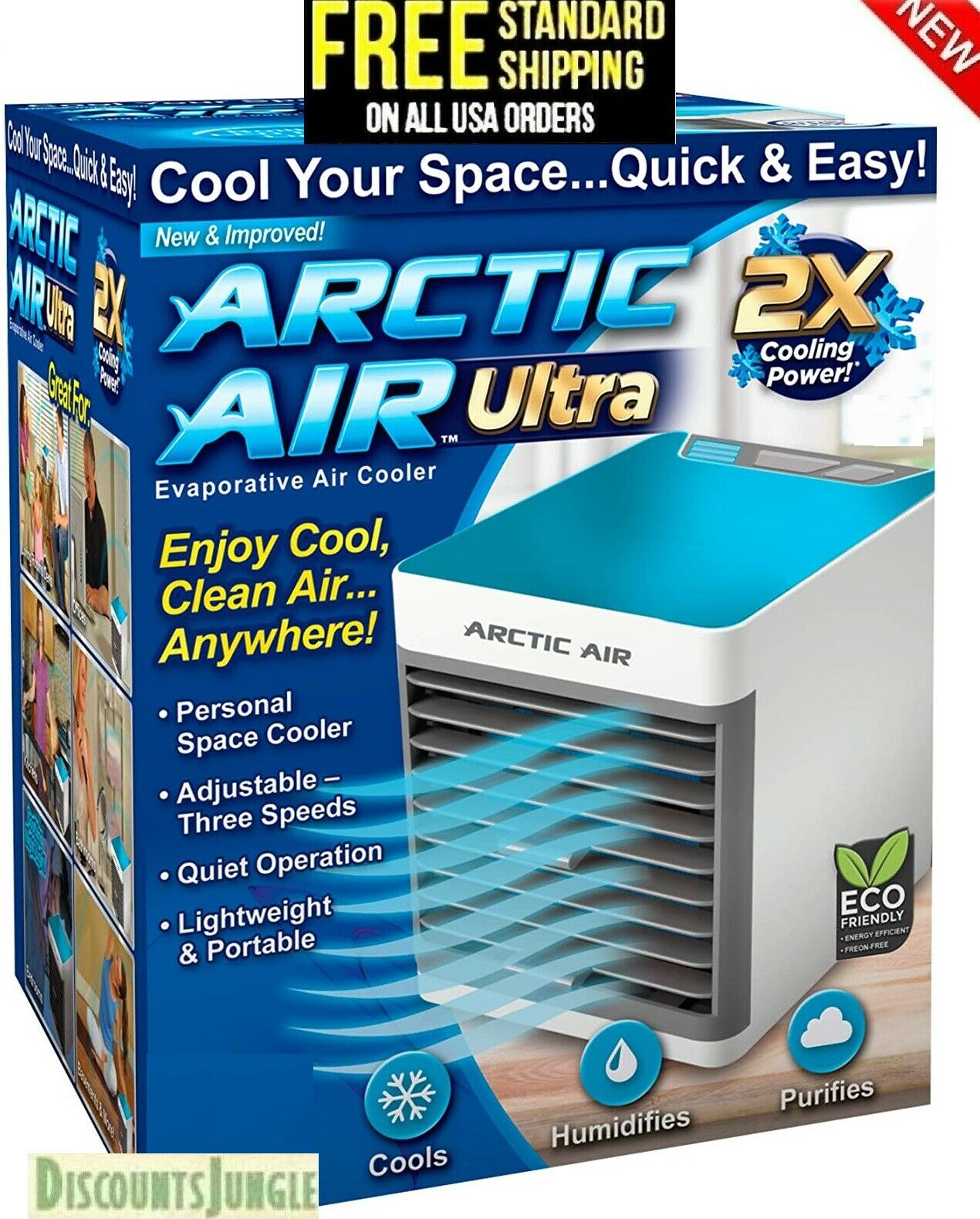 Ontel Arctic Air Ultra Evaporative Portable Air Conditioner Cooler Led Light Tv