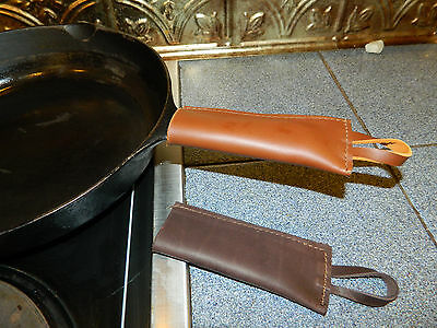Usa Made Pair (2) Leather Cast Iron Pot Pan Skillet Handle Holder Sleeve Cover