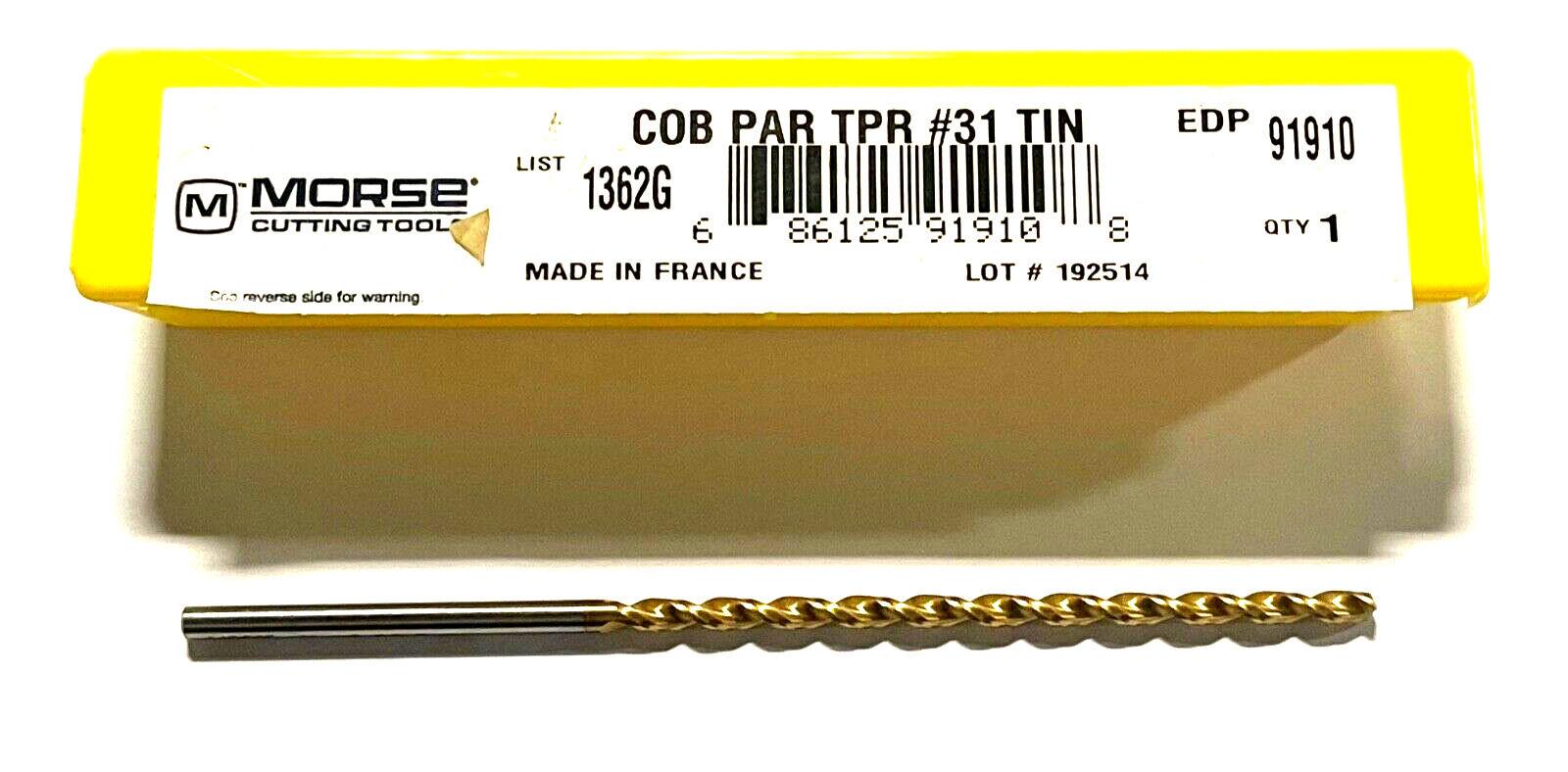 Morse #31 Cobalt Drill Bit 7xd Tin Coated Taper Length Drill Parabolic Flute