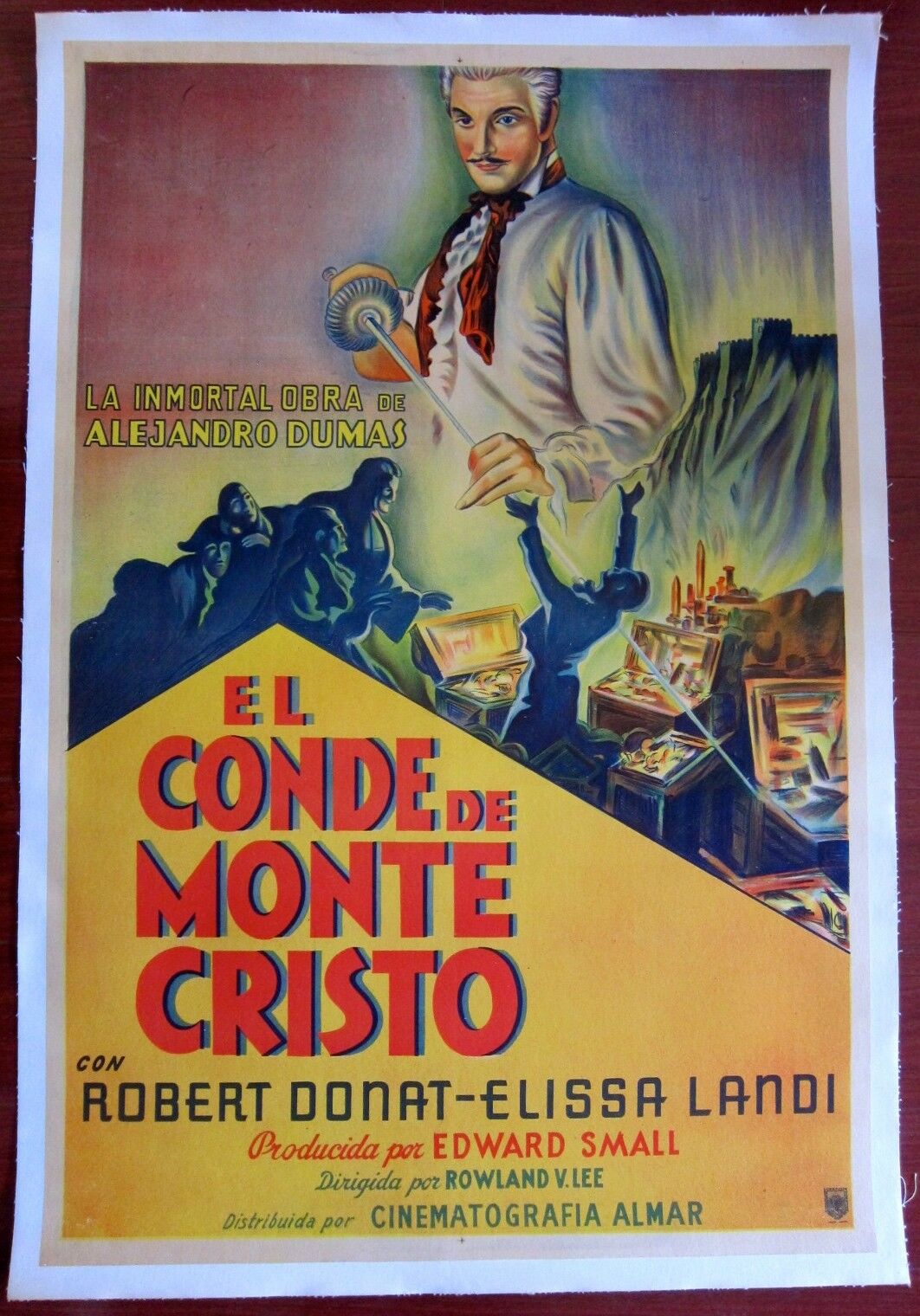 Count Of Monte Cristo - Original 1934 Argentinean Lb Poster - Swashbuckler Art!