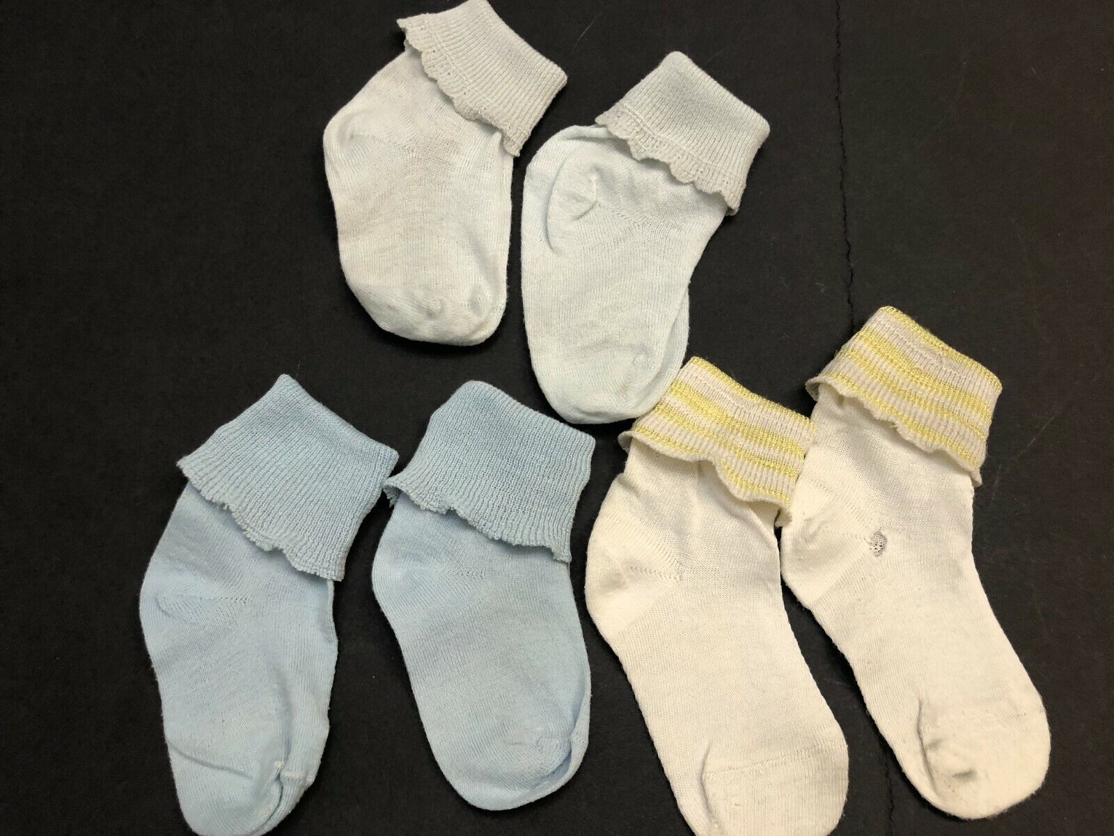 3 Pair Of 1960's To 70's Vintage  Baby Socks Size 0-3 Months