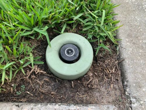 Concrete Lawn Sprinkler Head Guard - 3 Inch Inside Hole. Color: Light Green