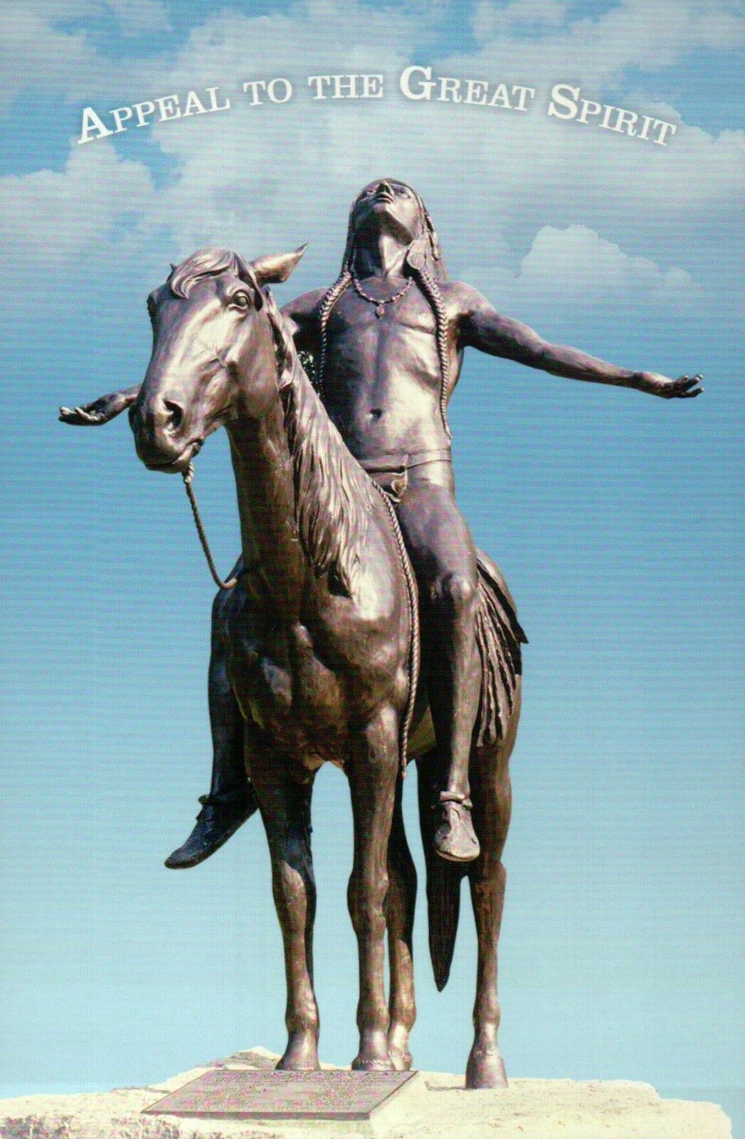 Appeal To The Great Spirit Native American Indian Horse Statue Oklahoma Postcard
