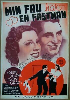 Reduced!! 1937 Swedish Poster - The Awful Truth - Grant Cartoon Art!