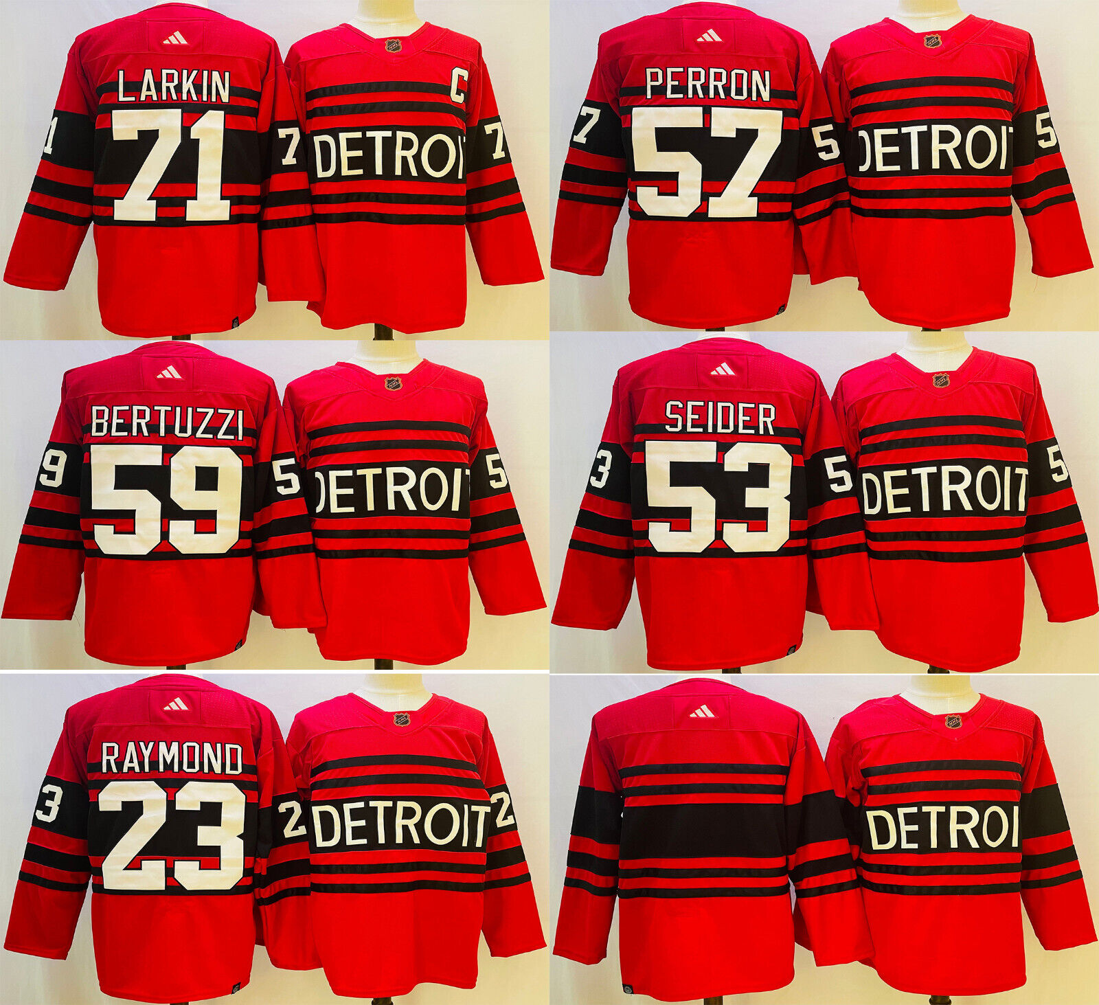 Hot Sale Detroit Red Wings #23 #53 #57 #59 #71 Stitched Hockey Jersey Size:s-3xl