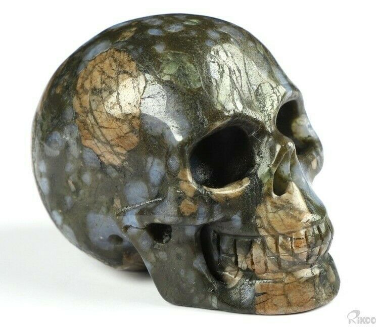 2.0" Que Sera Stone Llanite Carved Crystal Skull, Realistic, Crystal Healing