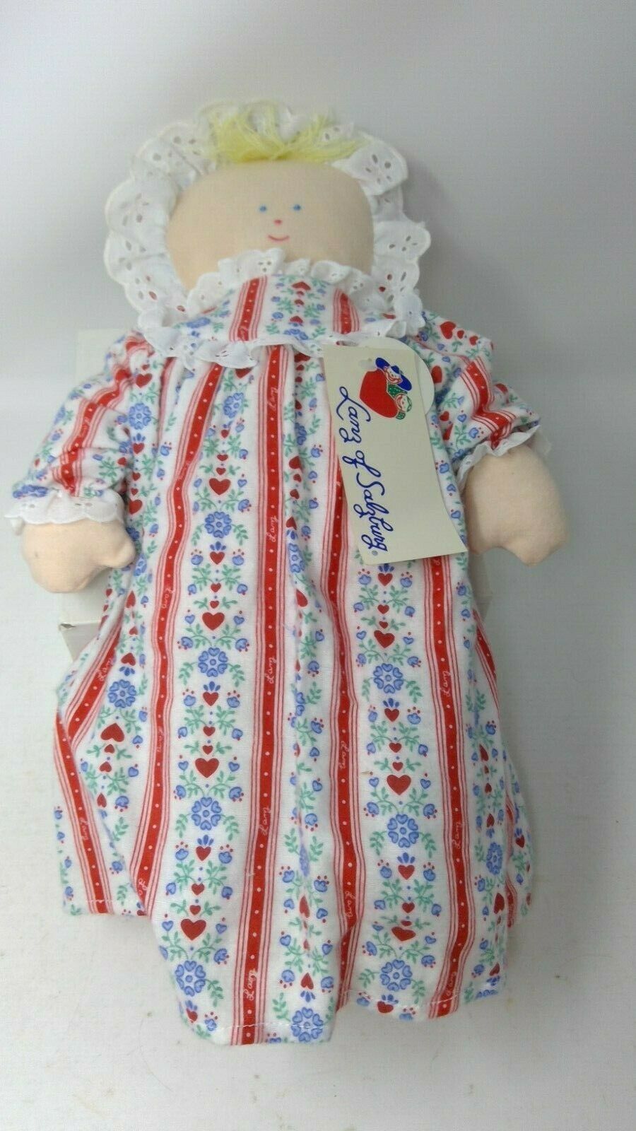 Vintage *rare* Lanz Of Salzburg Doll Plush In Floral & Heart Nightgown W/tags