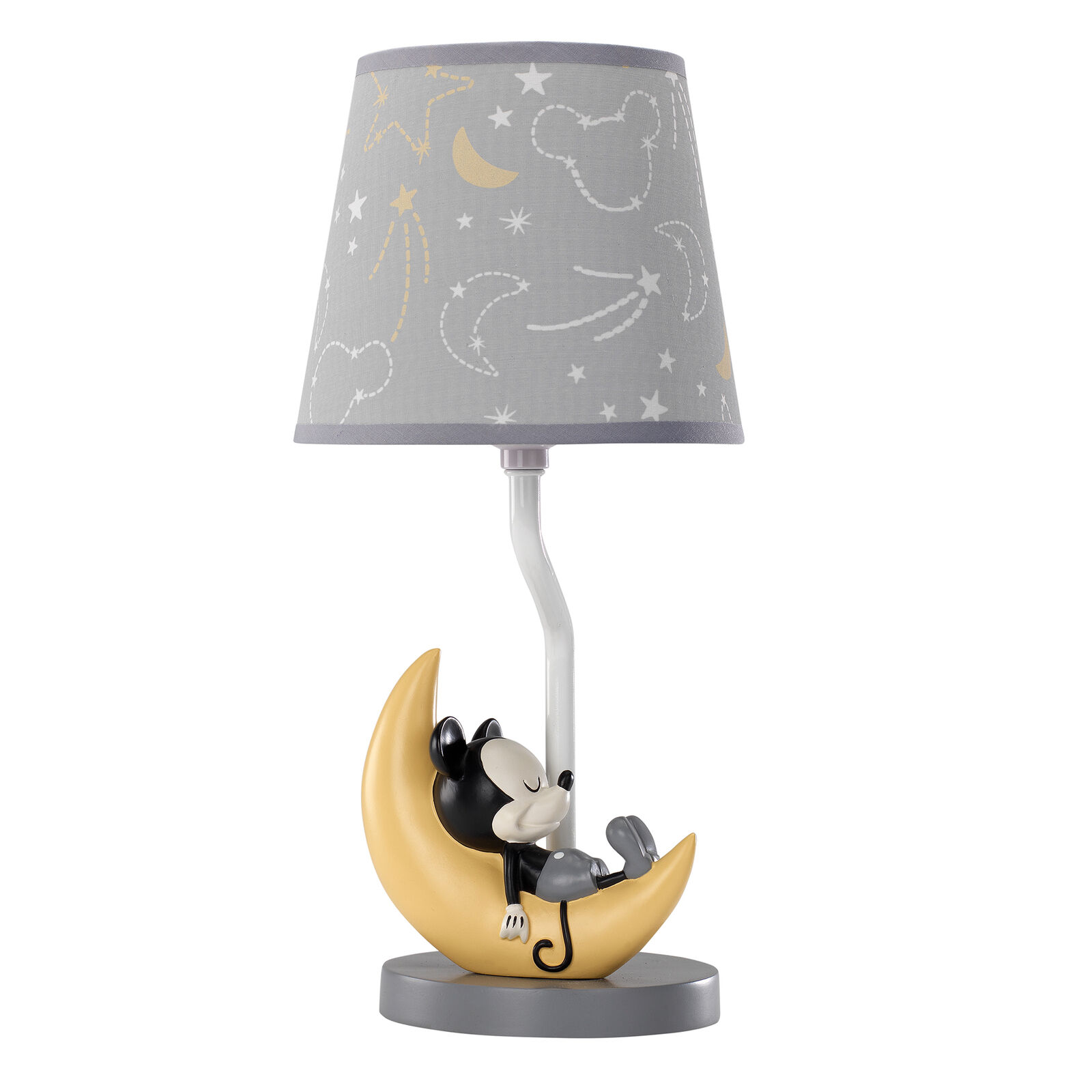 Disney Baby Mickey Mouse Gray/yellow Lamp With Shade & Bulb By Lambs & Ivy