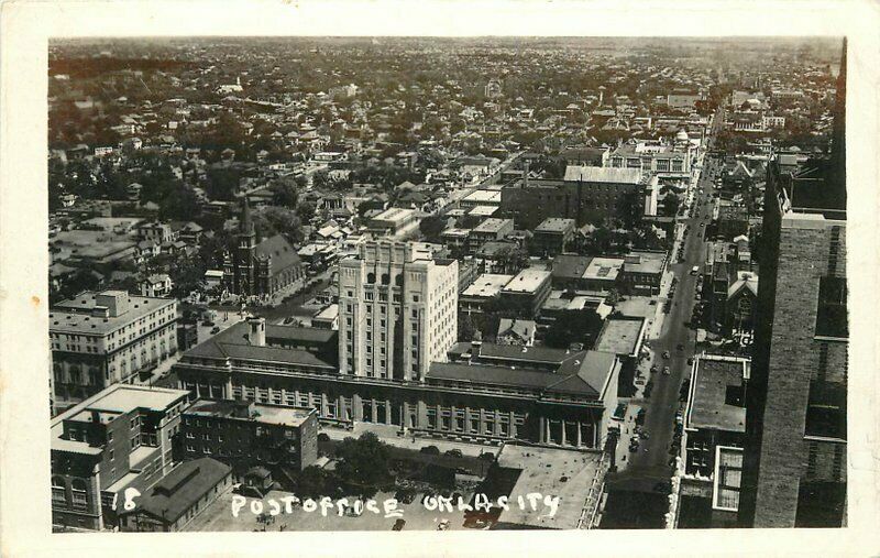 Oklahoma City 1944 Air View Post Office #18 Rppc Photo Postcard 21-9257