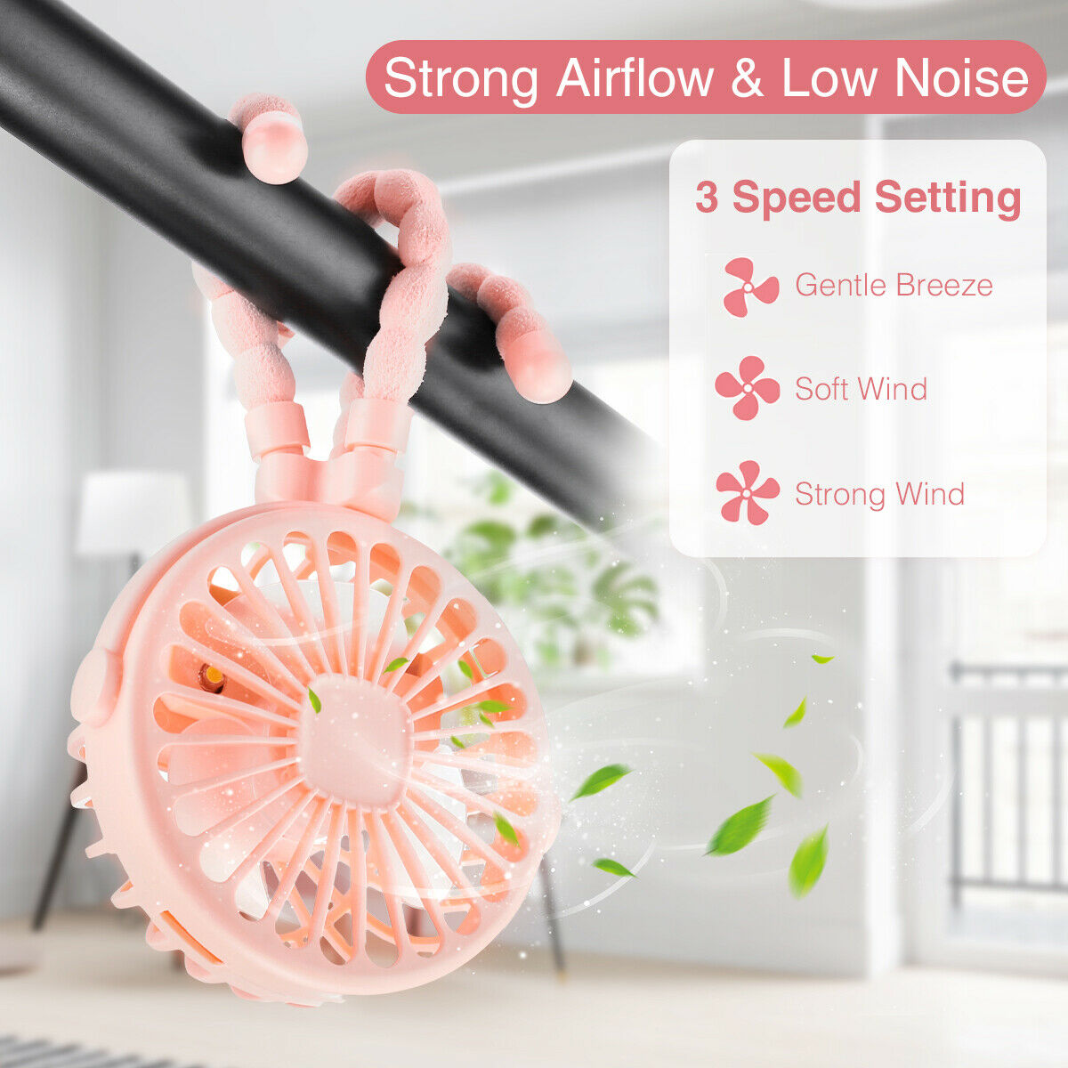 3 Speeds Usb Rechargeable Mini Cooling Fan Clip On Desk Baby Stroller Portable