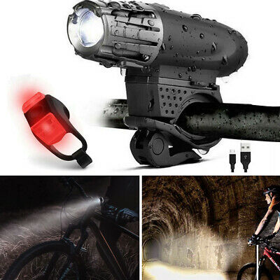 5000 Lumen 8.4v Rechargeable Cycling Light Bicycle Bike Led Front Rear Lamp Set