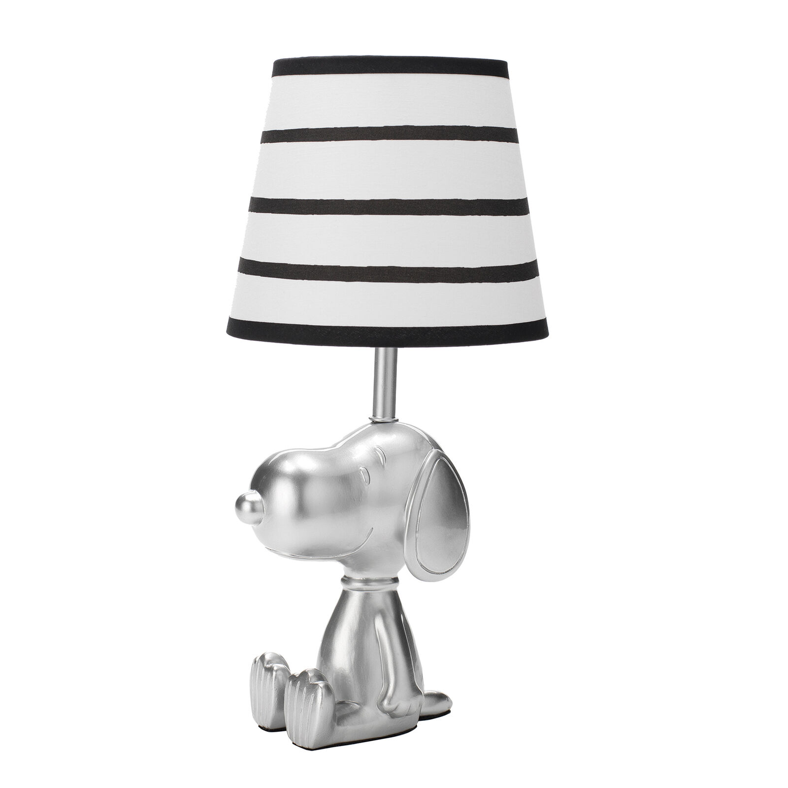 Lambs & Ivy Classic Snoopy Silver Lamp With Black/white Shade & Bulb