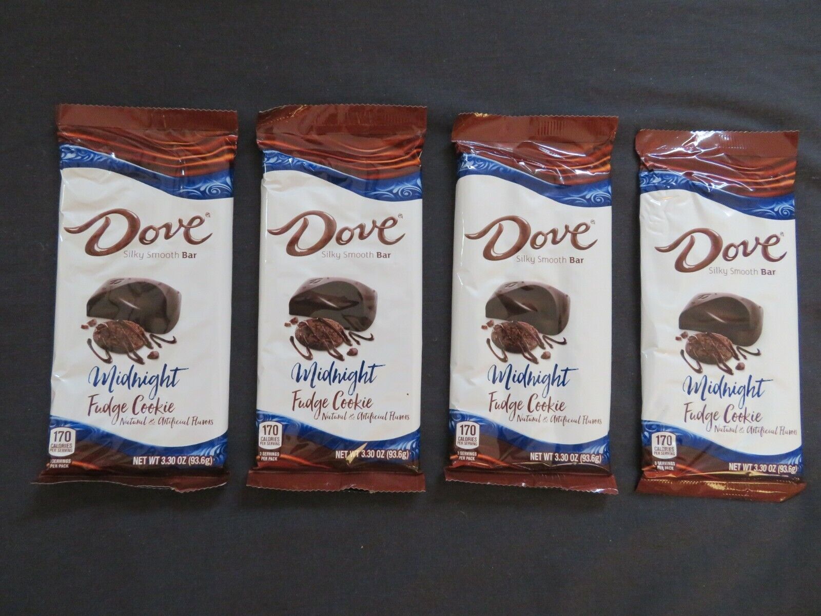 (4) Count Lot Of Dove Midnight Fudge Cookie Candy Bars 3.3 Oz Each *2