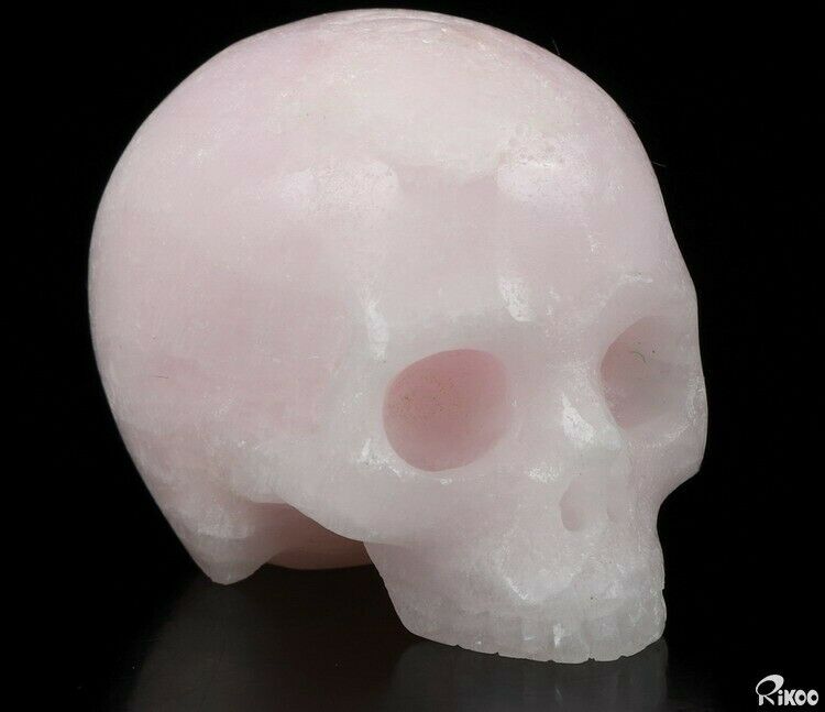 2.0" Pink Aragonite Carved Crystal Skull, Realistic, Crystal Healing