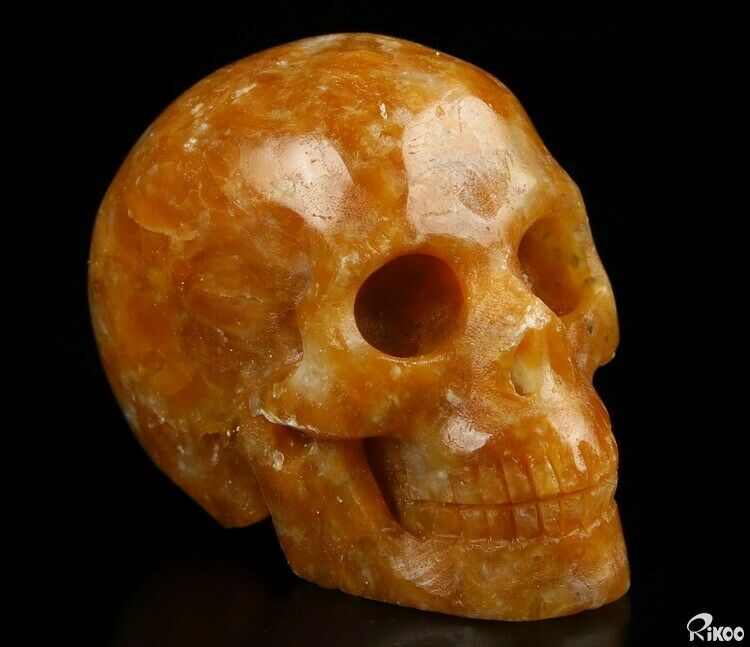 2.0" Orange Aventurine Carved Crystal Skull, Realistic, Crystal Healing