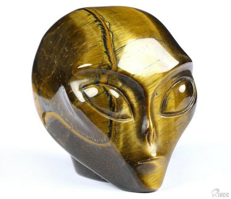2.0" Gold Tiger's Eye Star Being Female Alien Crystal Skull ,reiki Healing