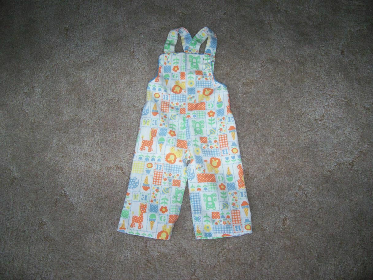 Vintage Baby Overalls By Be Mine Size 12 Months Multi Print Animals