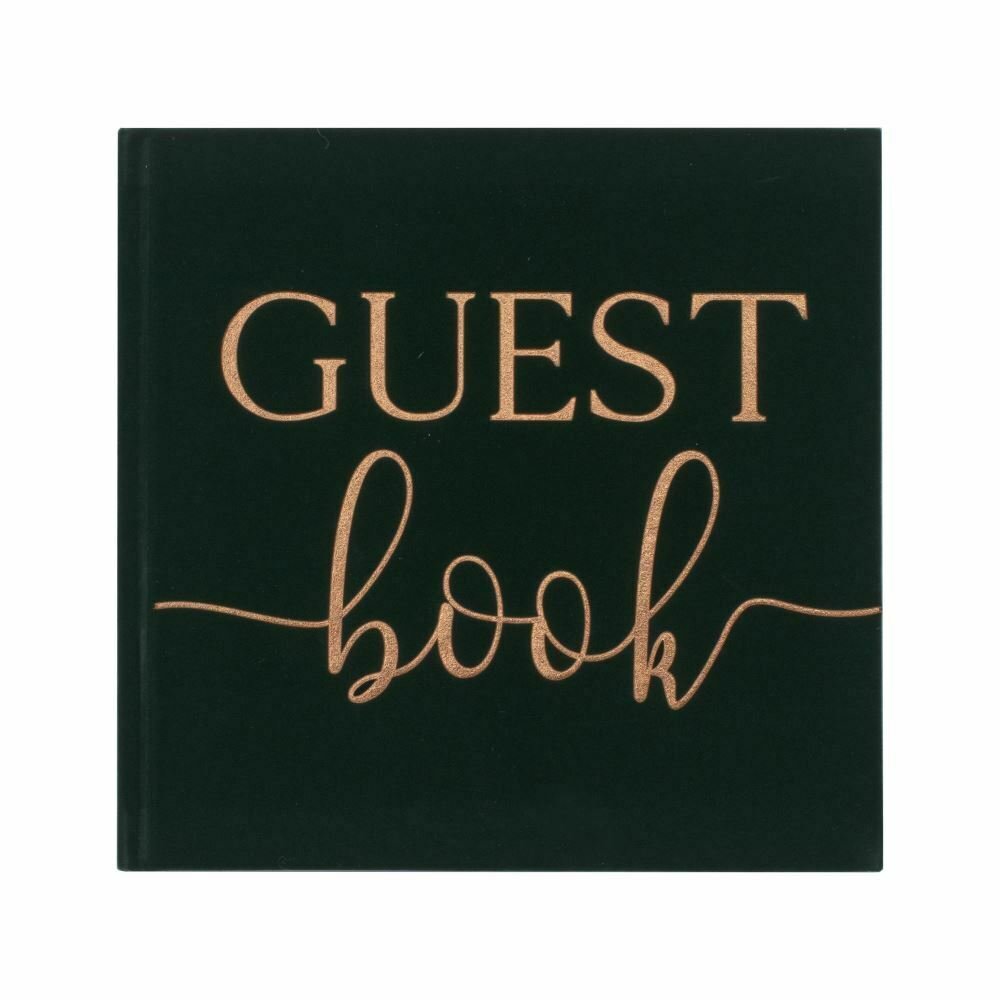 Green Velvet Wedding Guest Book |  Rose Gold Botanical Party Decorations