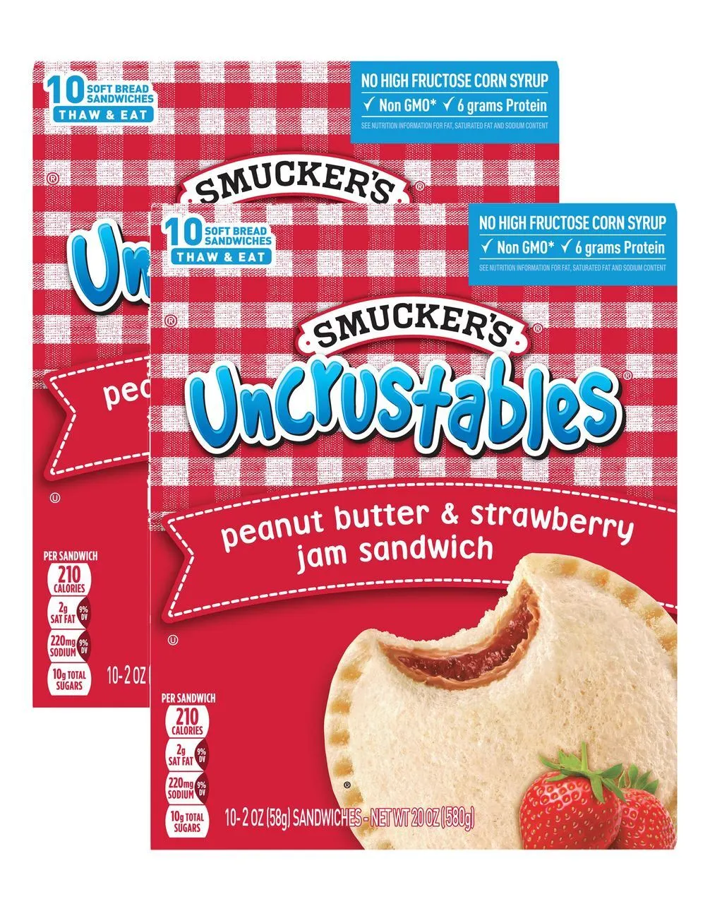 Smucker's Uncrustables Soft Bread Sandwiches Strawberry Jam 10 Oz, 20 Sandwiches