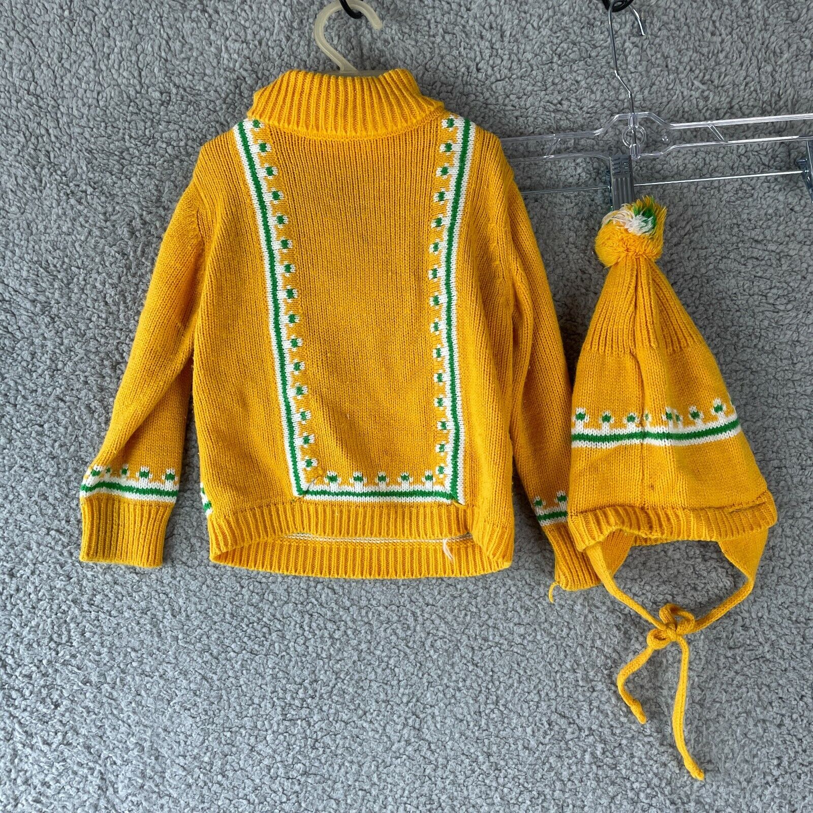 Vintage Petite Knits Sweater & Matching Hat Childs Size 3 Yellow