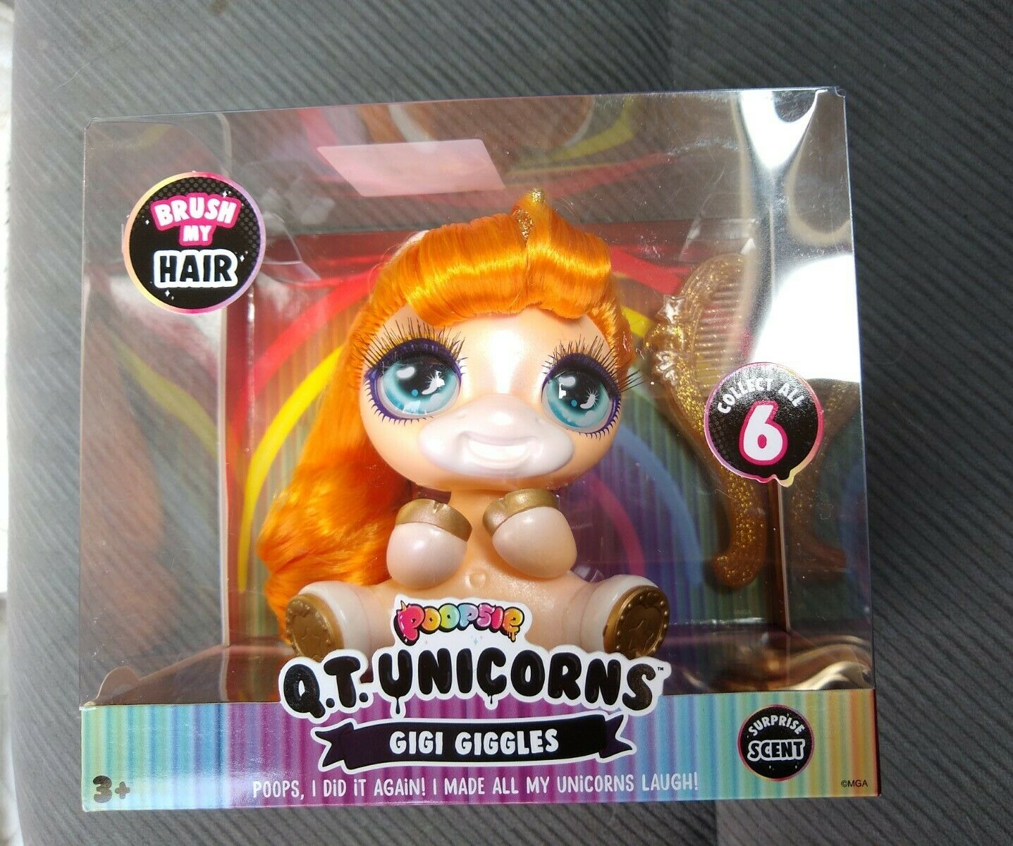 Poopies Q.t. Unicorns Gigi Giggles Doll Girls Toys Orange Hair New Nip Nib