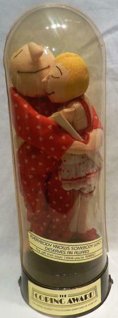 Vintage 1988 Fleminger "the Coping Award" Man & Woman Hugging 11" Plush Dolls