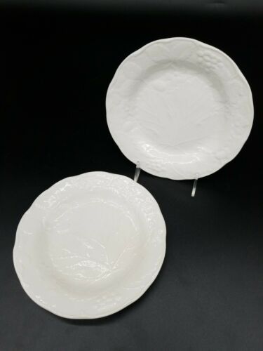 Strawberry And Grape Leaf White By Burleigh Salad Plate Embossed Davenport B352