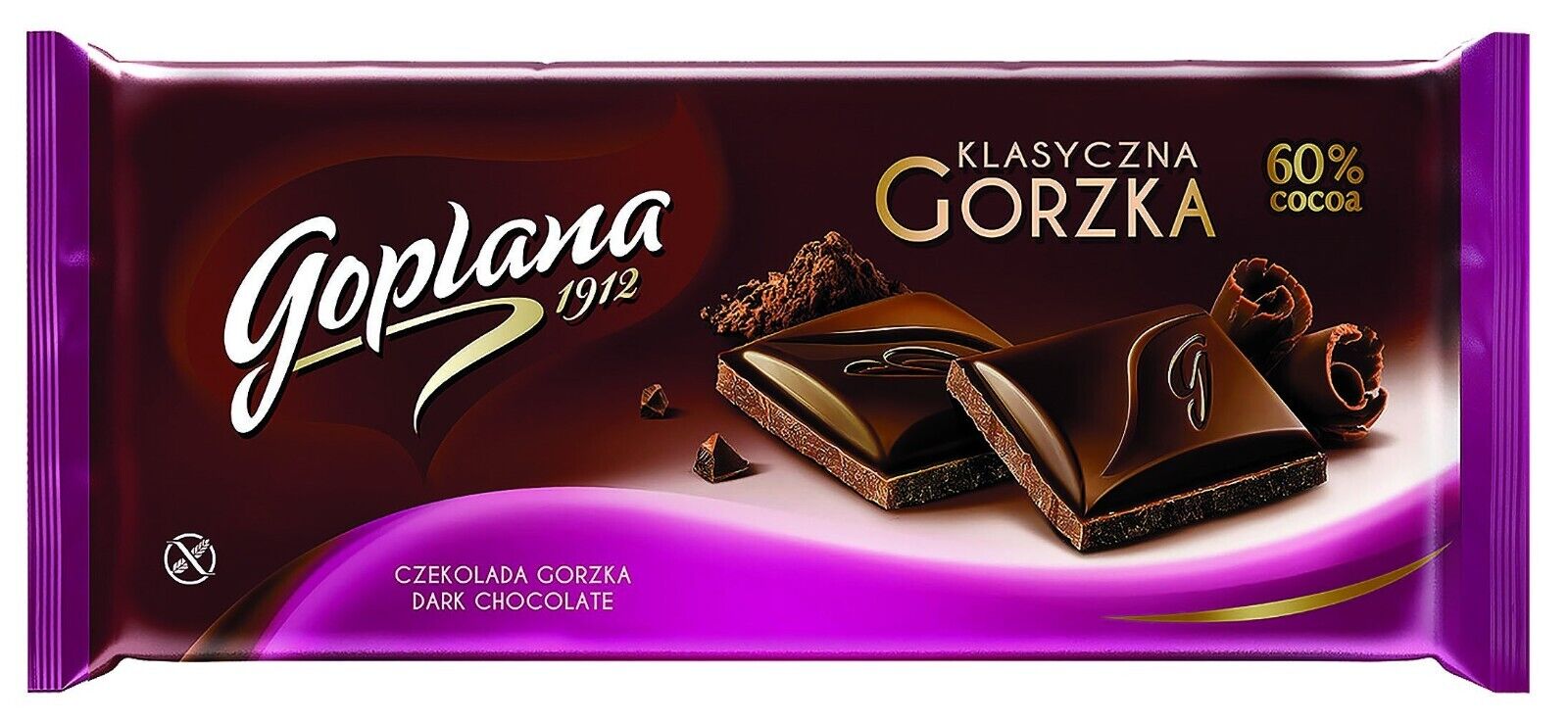 Goplana Pack Of 5 X Classic Bitter Chocolate 60% 90g / 3.17 Oz