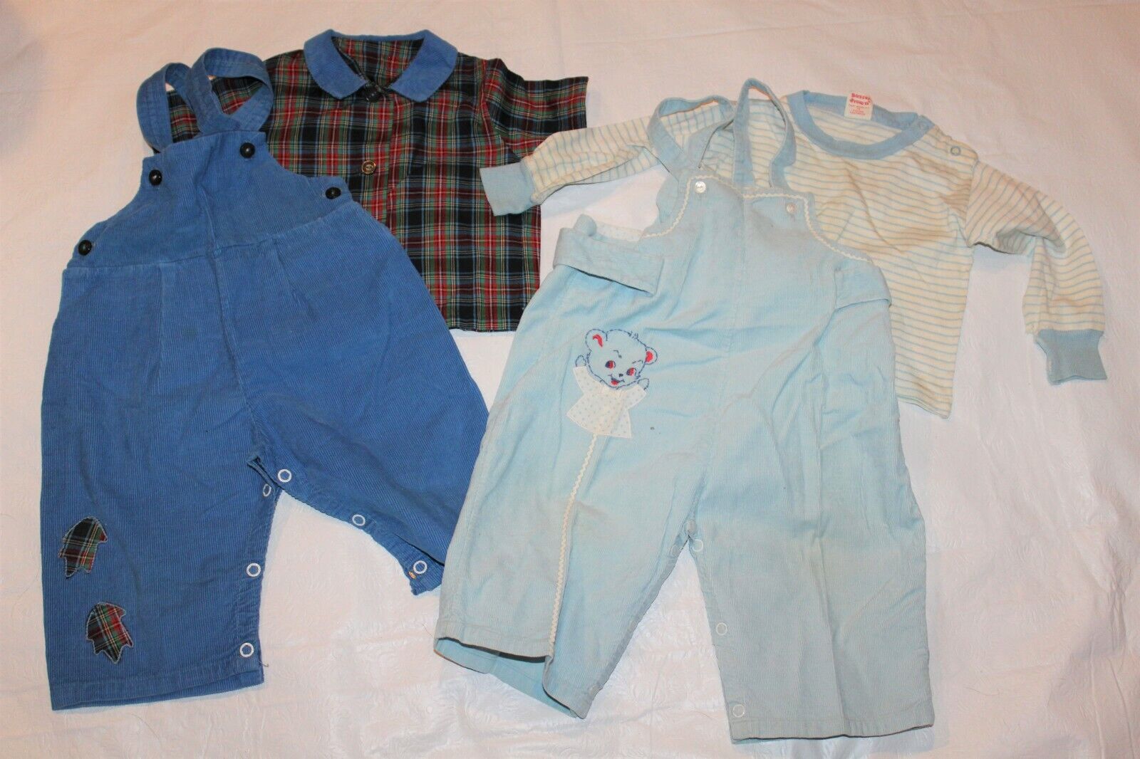 Lot Of 2~vintage~little Boy's~corduroy Overall Sets~shirts~pants~buster Brown