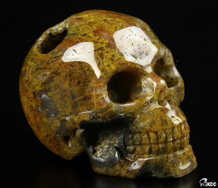 2.0" Ocean Jasper Carved Crystal Skull, Realistic, Crystal Healing