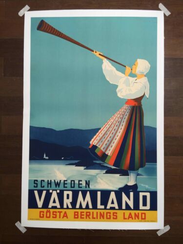 Varmmland - Art By Anders Beckman (1930's) 24.5" X 39.25" Swedish Travel Post...