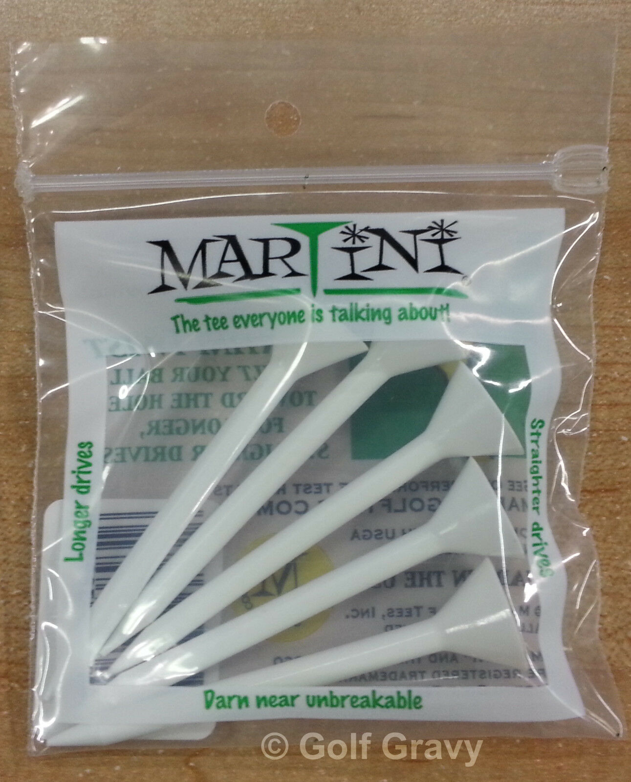 Martini Golf Tees - 1 Pack Of 5 White Original Tees 3 1/4"