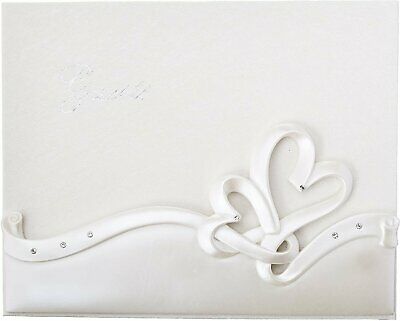 Fashioncraft Elegant White Interlocking Hearts Design Wedding Guest Book (50...
