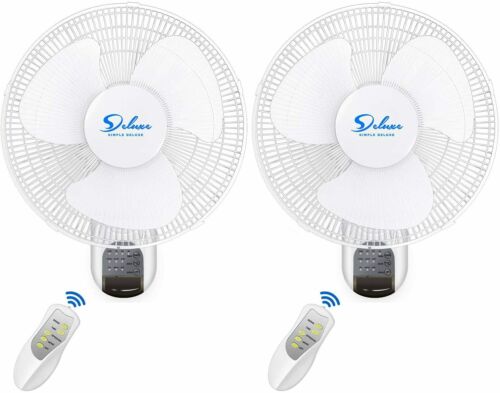Simple Deluxe 16'' Wall Mount Fans Oscillating Quiet For Home Shop Office 2-pack