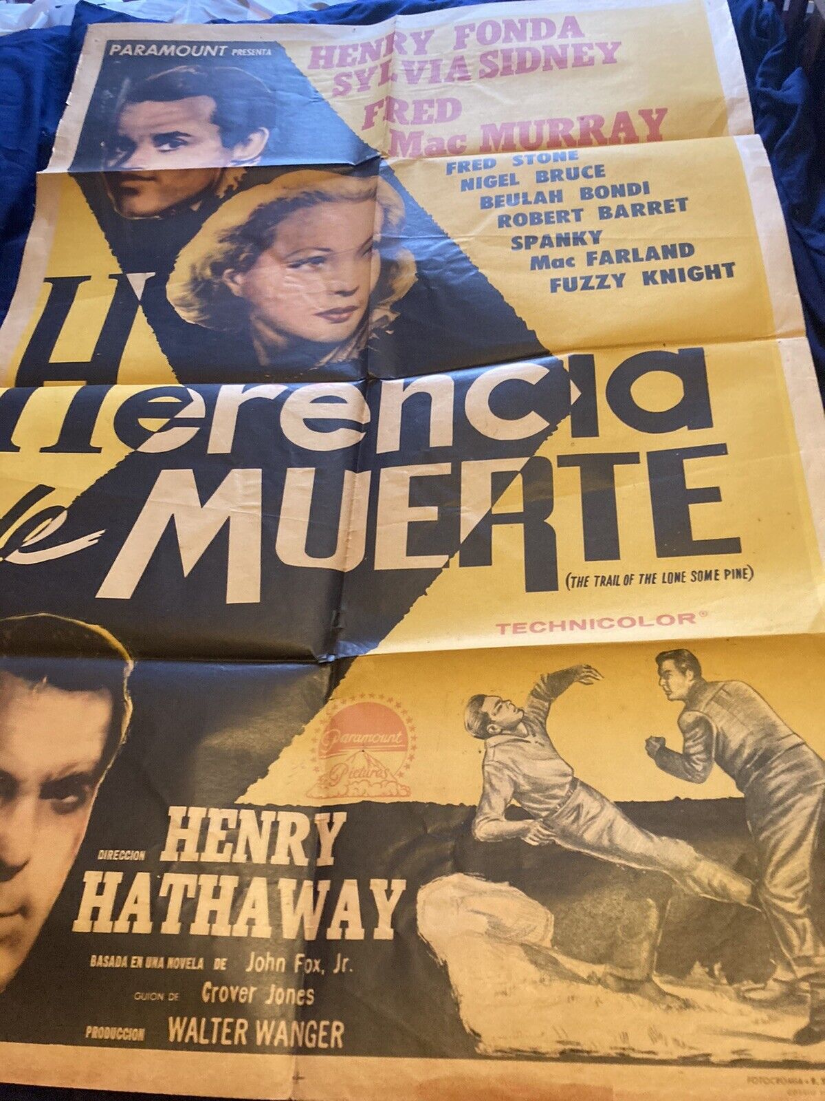 1936 Trail Ofthe Lonesome Pine Argentine Movie Poster Henry Fonda Sylvia Sidney