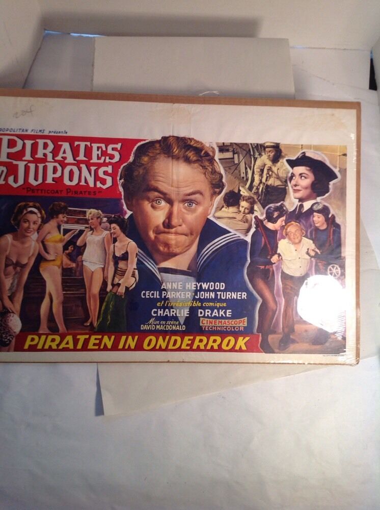 Vintage Belgian Movie  Poster Great Excellent Con Pirates Jupons Charlie Drake