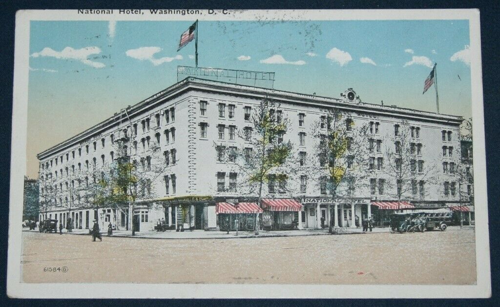 National Hotel, Washington, Dc Postcard 1923