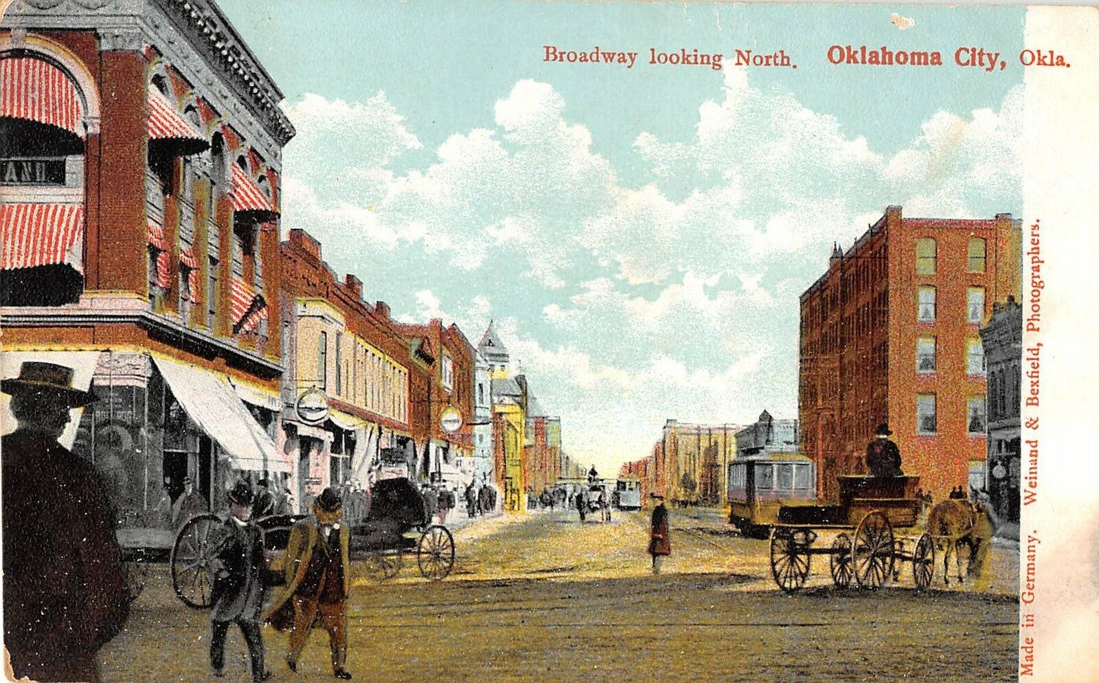 Oklahoma City Oklahoma Broadway Looking North Antique Postcard V11045
