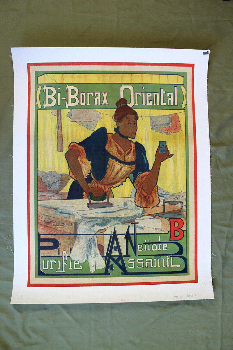 Bi Borax Oriental - Art By Marcel Clement (1895) 34" X 26" French Advertising...