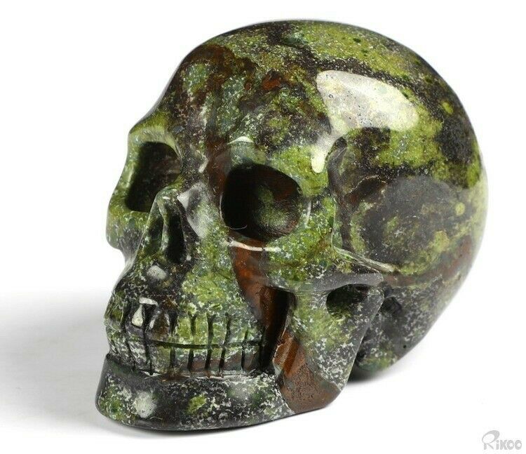 2.0" Dragon Blood Jasper Carved Crystal Skull, Realistic, Crystal Healing