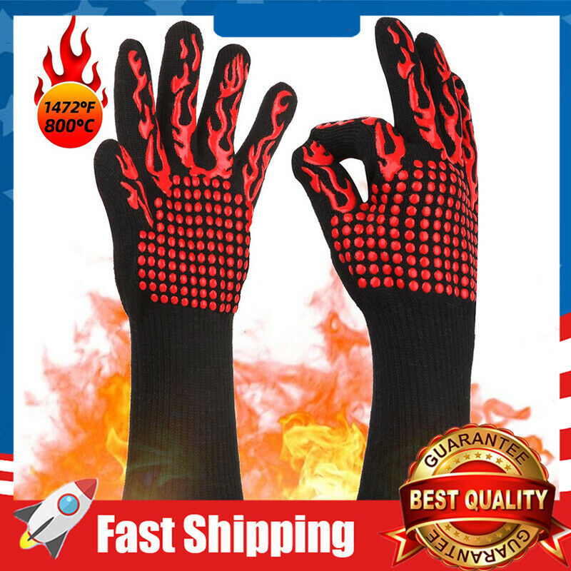 1472°f Silicone Extreme Heat&cut Resistant Cooking Oven Mitt Bbq Grilling Gloves
