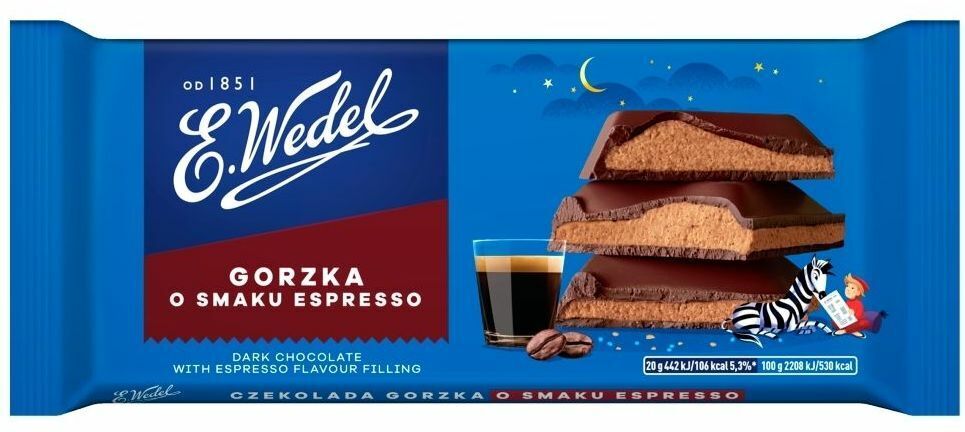 E.wedel 5 X Dark Chocolate With Espresso Flavor 100g / 3,5 Oz