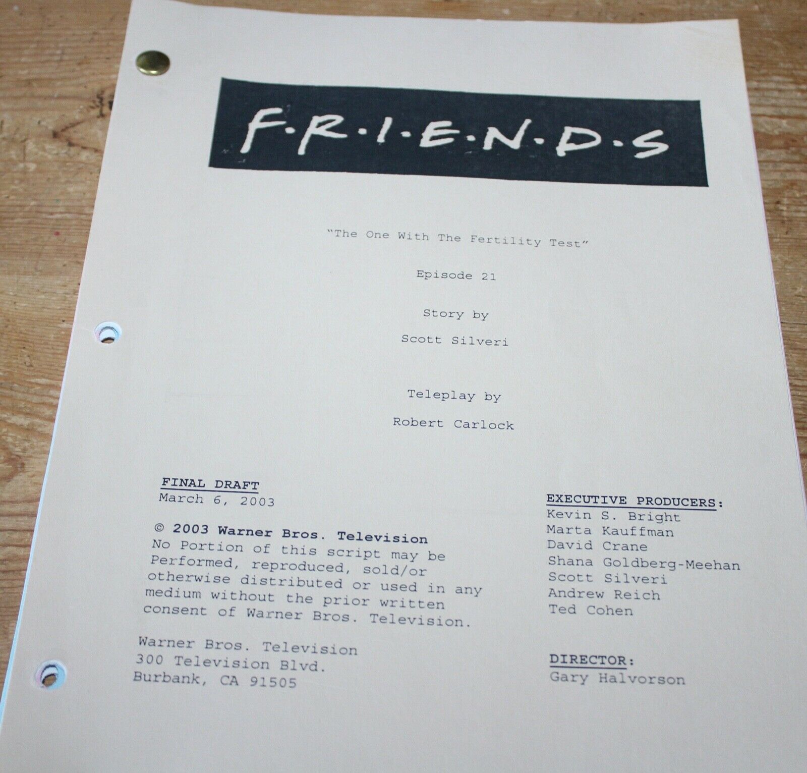 Nbc Friends Tv Series Show Script The One With The Fertility Test