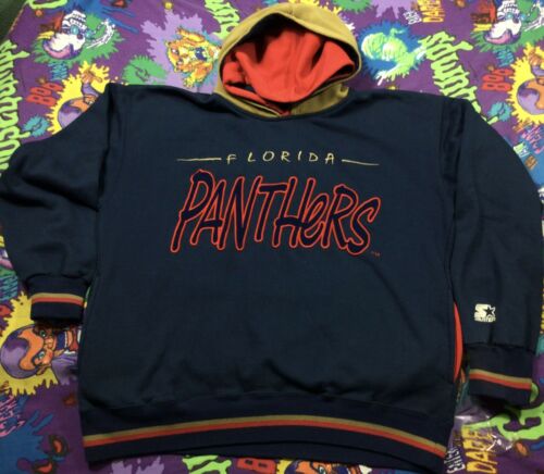 Vintage 90s Starter Throwback Hoodie Nhl Florida Panthers Sweatshirt Size L